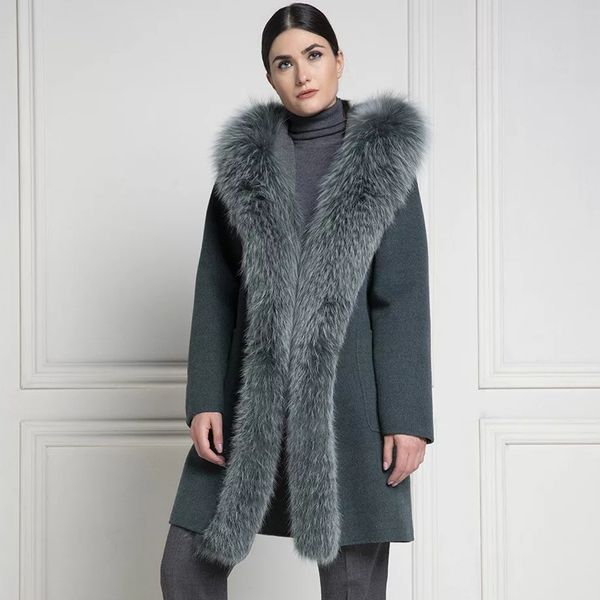 women's fur & faux ckmorls fashion wool blend long real coat jacket with natural collar women cashmere winter manteau femme, Black
women's fur & faux ckmorls fashion wool blend long real coat jacket with natural collar women cashmere winter manteau femme, Black