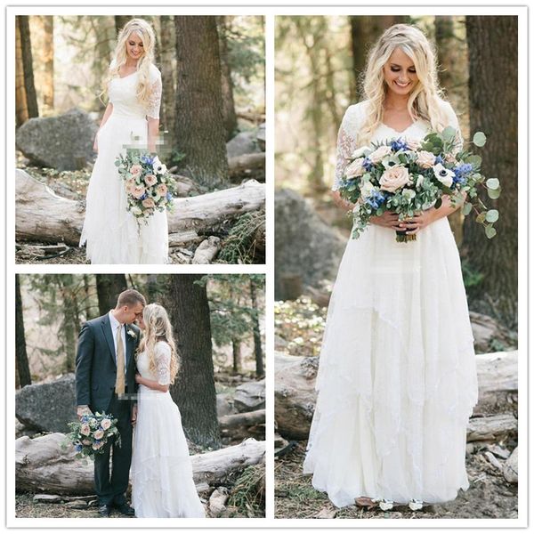 2019 a-line lace wedding dress chiffon modest v neck half sleeves long bohemian bridal gowns plus size robe de mariée en dentelle, White
2019 a-line lace wedding dress chiffon modest v neck half sleeves long bohemian bridal gowns plus size robe de mariée en dentelle, White