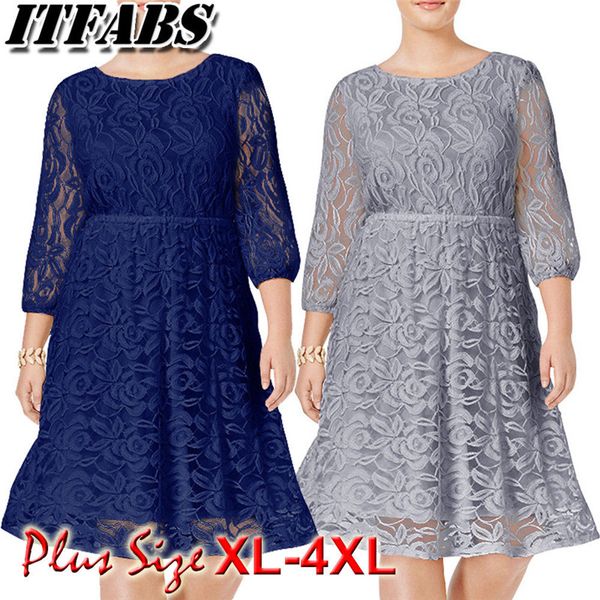 new womens plus size dresses lace flower dresses gray blue office evening party dress 2018 half sleeve round neck dress 4xl, Black;gray
new womens plus size dresses lace flower dresses gray blue office evening party dress 2018 half sleeve round neck dress 4xl, Black;gray