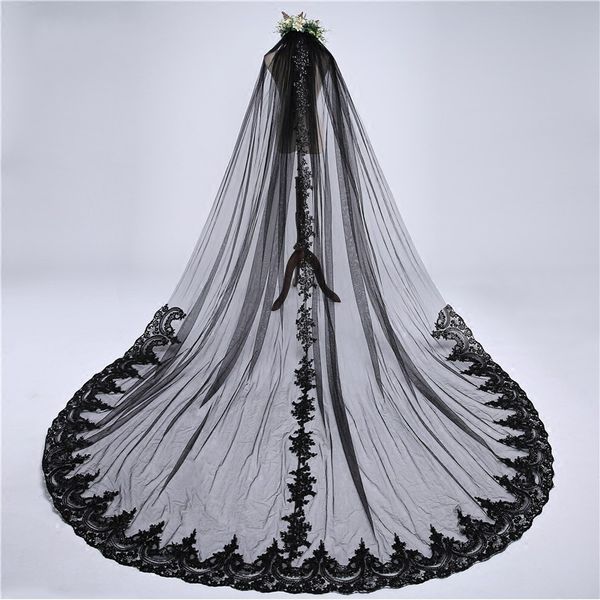 black applique lace 3 meters wedding veils for bride white ivory with comb long bridal veil country wedding dress
black applique lace 3 meters wedding veils for bride white ivory with comb long bridal veil country wedding dress
