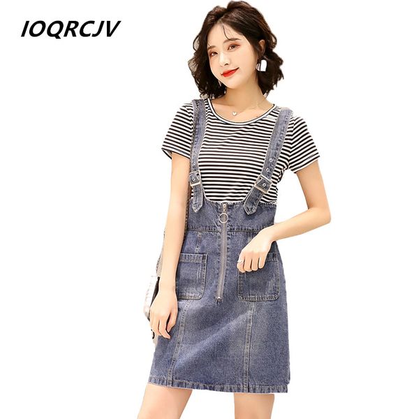 women two-piece sets 2019 new summer short sleeve t-shirt a line overalls denim dress sets korean jeans dress female sundress, White
women two-piece sets 2019 new summer short sleeve t-shirt a line overalls denim dress sets korean jeans dress female sundress, White