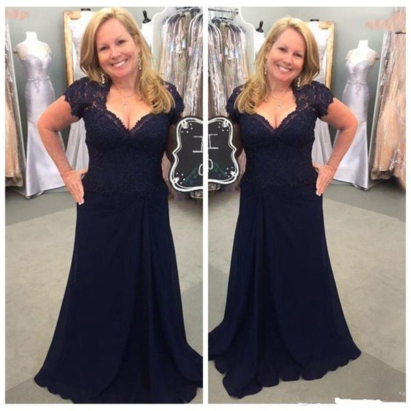 dark navy blue mother of the bride dresses lace chiffon 2019 new classic design mother of the groom dress ladies formal evening party, Black;red