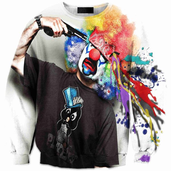 men's wear colored clown printed long - sleeved men's clothing printing blouse hoodies, Black
men's wear colored clown printed long - sleeved men's clothing printing blouse hoodies, Black