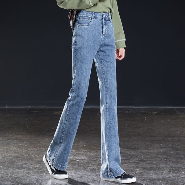 women high waist flare jeans spring autumn skinny long casual pants with strech fashion trousers, Blue
women high waist flare jeans spring autumn skinny long casual pants with strech fashion trousers, Blue