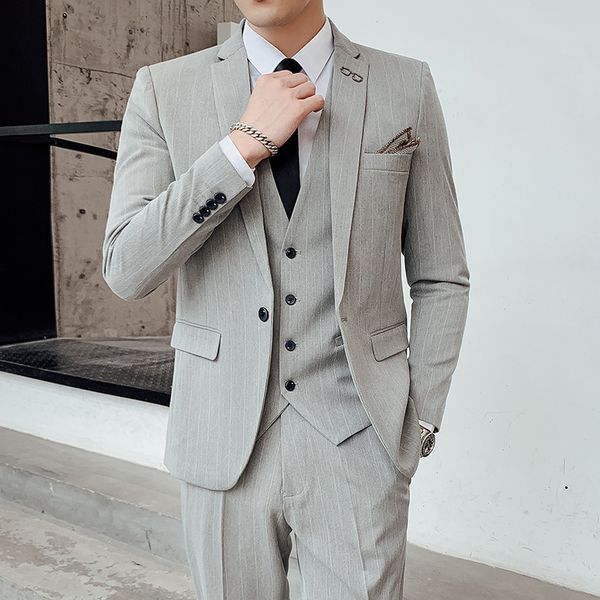 men's suits & blazers 2021 men leisure suit youth spring and autumn style single buckle simple vertical striped three pieces, White;black
men's suits & blazers 2021 men leisure suit youth spring and autumn style single buckle simple vertical striped three pieces, White;black