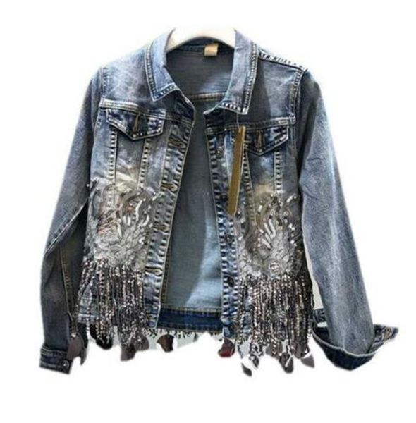 wholesale new womens punk sequins denim jeans jacket rhinestone diamond jacket outwear, Black;brown 
wholesale new womens punk sequins denim jeans jacket rhinestone diamond jacket outwear, Black;brown