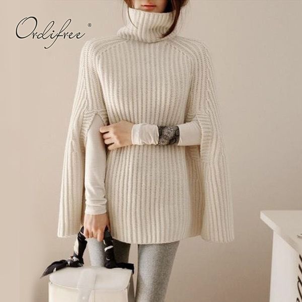 ordi2019 autumn winter women turtleneck sweater pullover long sleeve knitted cloak jumper, White;black
ordi2019 autumn winter women turtleneck sweater pullover long sleeve knitted cloak jumper, White;black