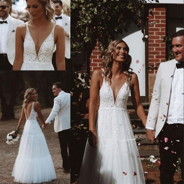 modern v neck backless a line wedding dresses custom made floor length rucehed pleats lace tulle wedding gowns, White
modern v neck backless a line wedding dresses custom made floor length rucehed pleats lace tulle wedding gowns, White