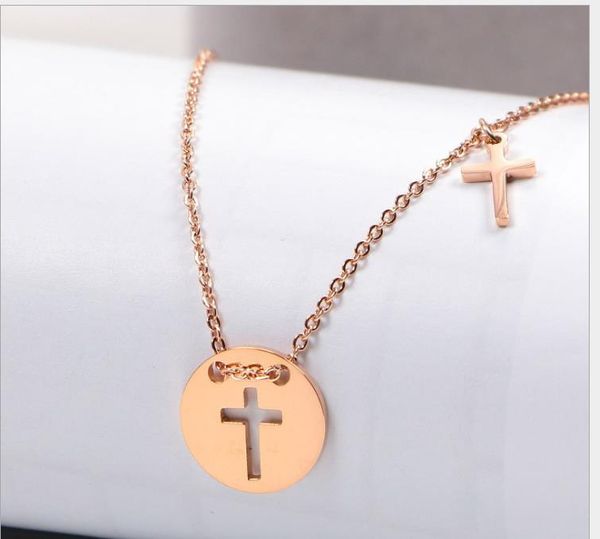cross rose gold lock bone with titanium steel hollow necklace women's color gold short chain key necklace, Silver
cross rose gold lock bone with titanium steel hollow necklace women's color gold short chain key necklace, Silver