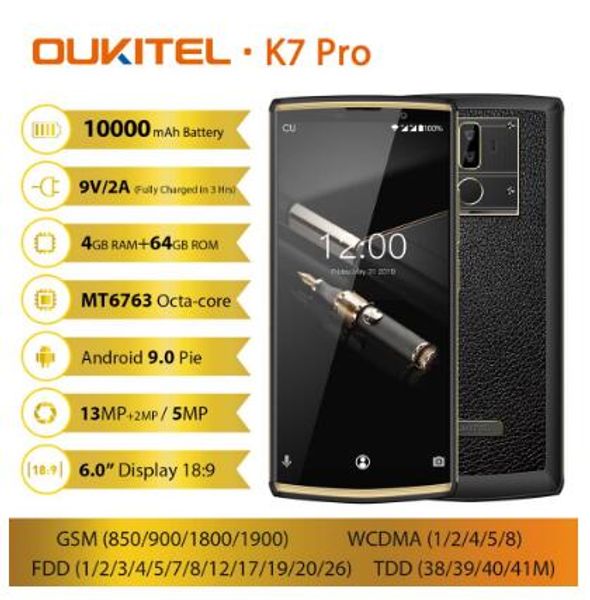 oukitel k7 pro 10000mah 9v/2a quick charge android 9.0 smartphone octa core 4gb 64gb 6.0" fhd+ 18:9 screen face id mobile phone
oukitel k7 pro 10000mah 9v/2a quick charge android 9.0 smartphone octa core 4gb 64gb 6.0" fhd+ 18:9 screen face id mobile phone