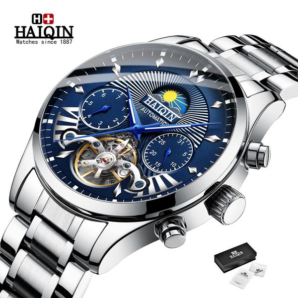 haiqin mens watches automatic mechanical watch men fashion full steel waterproof watch montre homme, Slivery;brown
haiqin mens watches automatic mechanical watch men fashion full steel waterproof watch montre homme, Slivery;brown