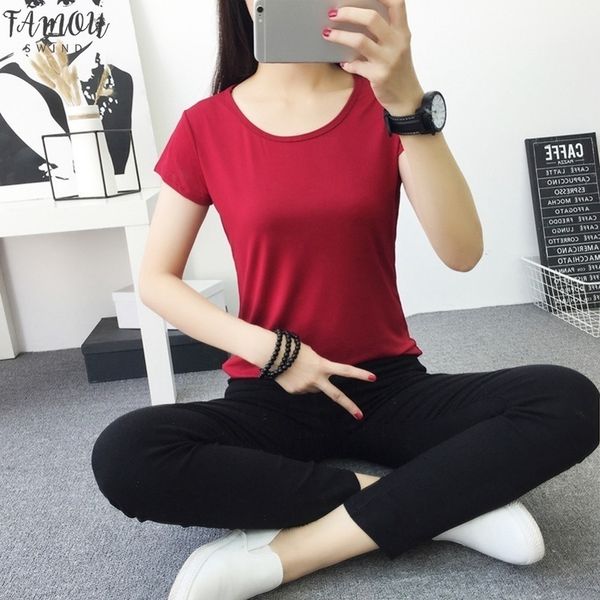 2020 summer t shirt women cotton elastic basic tshirt woman casual short sleeve t shirt, White
2020 summer t shirt women cotton elastic basic tshirt woman casual short sleeve t shirt, White