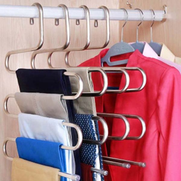 hwmulti-functional s-type trouser rack stainless steel multi-layer trouser rack traceless hanger new 2020
hwmulti-functional s-type trouser rack stainless steel multi-layer trouser rack traceless hanger new 2020