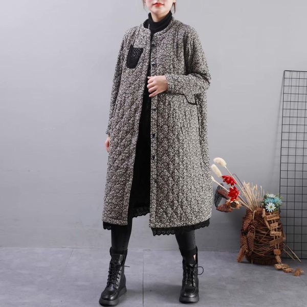 women floral parkas 2019 winter thick cotton linen long cotton-padded single breasted warm women outerwear yoyikamomo, Black
women floral parkas 2019 winter thick cotton linen long cotton-padded single breasted warm women outerwear yoyikamomo, Black