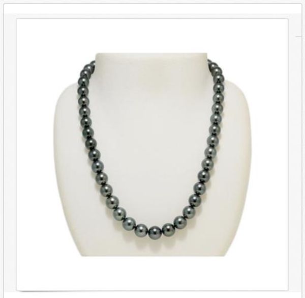 abbb stunning 10-11mm tahitian round black green pearl necklace 18inch 925s, Silver
abbb stunning 10-11mm tahitian round black green pearl necklace 18inch 925s, Silver