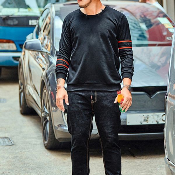 2019 men's t-shirt black t-shirt new fashion o-neck slim long-sleeved men personality trend casual, White;black
2019 men's t-shirt black t-shirt new fashion o-neck slim long-sleeved men personality trend casual, White;black
