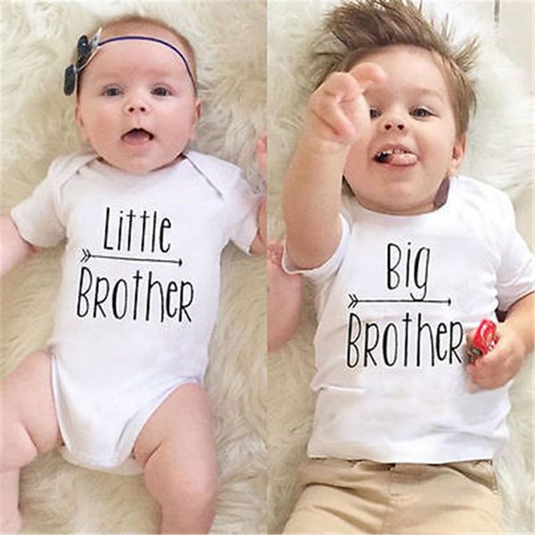 wholesale cotton little big brother family matching boys clothes baby boys letter print romper bodysuit short sleeve t-shirt, Blue 
wholesale cotton little big brother family matching boys clothes baby boys letter print romper bodysuit short sleeve t-shirt, Blue