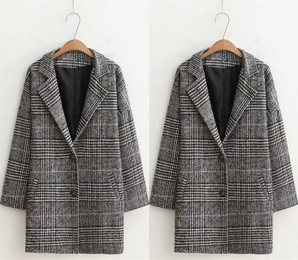 2019 autumn winter office lady plaid woolen coat new women loose long sleeve trench coats turn-down collar female long overcoat, Black
2019 autumn winter office lady plaid woolen coat new women loose long sleeve trench coats turn-down collar female long overcoat, Black