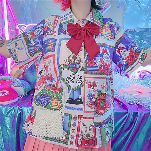 women's blouses & shirts nicemix japan vintage design sweet shirt women blouse cartoon garland printing short sleeve ladies summer, White
women's blouses & shirts nicemix japan vintage design sweet shirt women blouse cartoon garland printing short sleeve ladies summer, White