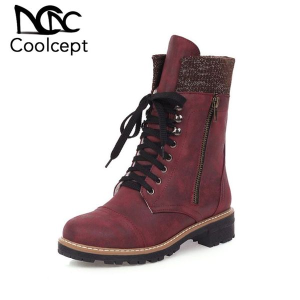 coolcept women short boots fashion square heels cross strap simple side zipper shoes women low platform ridding boots size 33-43, Black
coolcept women short boots fashion square heels cross strap simple side zipper shoes women low platform ridding boots size 33-43, Black