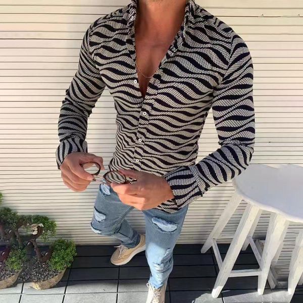 2019 new men's shirt printed lapel oversize long sleeve loose fashion casual for male skinny shirts, White;black
2019 new men's shirt printed lapel oversize long sleeve loose fashion casual for male skinny shirts, White;black