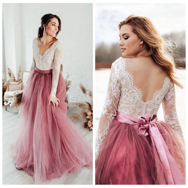 v-neck long sleeve wedding dress for winter lace applique wedding dress tiered sweet tulle boho wedding dress with sash, White
v-neck long sleeve wedding dress for winter lace applique wedding dress tiered sweet tulle boho wedding dress with sash, White