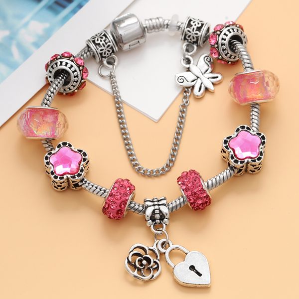 fashion bracelet jewelry silver charms bracelet & bangles with heart flower pendant beads for women anniversary sale, Black
fashion bracelet jewelry silver charms bracelet & bangles with heart flower pendant beads for women anniversary sale, Black