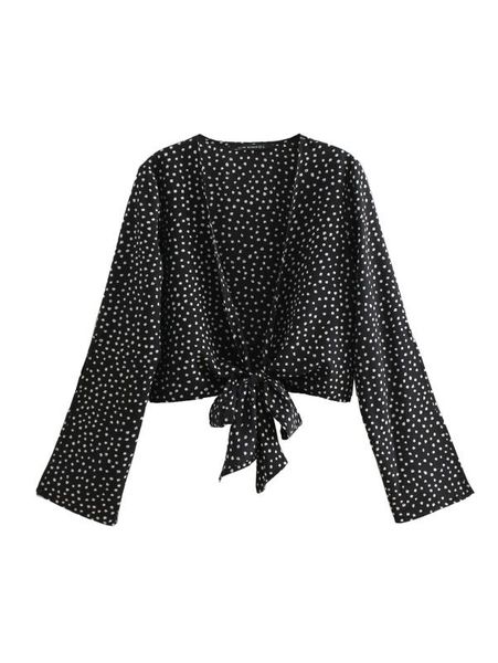 women's blouses & shirts women polka dot ruffled crop v neck bow tie flare sleeve short blouse see through retro female blusas, White
women's blouses & shirts women polka dot ruffled crop v neck bow tie flare sleeve short blouse see through retro female blusas, White