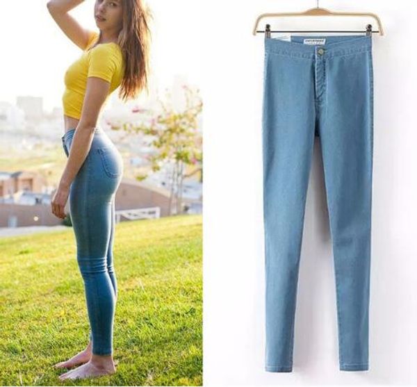 

горячая распродажа пуш-ап джинсы женщина карандаш брюки старинные высокой талией джинсы женщин свободного покроя стрейч узкие джинсы женщин, Blue