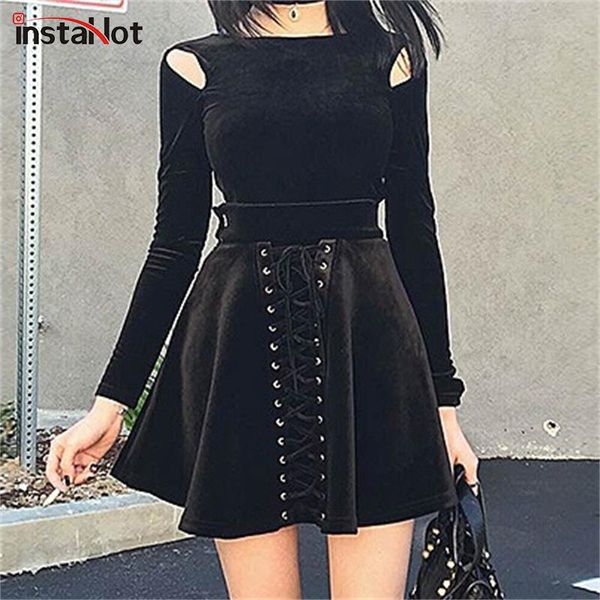 instablack velvet gothic lace up skirts women 2019 spring ruched 2 piece set lady high waist mini skirts punk streetwear new, Black
instablack velvet gothic lace up skirts women 2019 spring ruched 2 piece set lady high waist mini skirts punk streetwear new, Black
