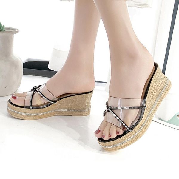 transparent platform slipper women wedge high heels shoes new arrival non-slip women's summer footwear platform flip flops, Black
transparent platform slipper women wedge high heels shoes new arrival non-slip women's summer footwear platform flip flops, Black