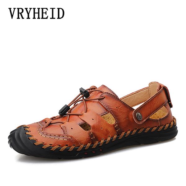vryheid new summer men sandals 2020 men casual beach shoes genuine leather sandals the men's big size 38-48, Black 
vryheid new summer men sandals 2020 men casual beach shoes genuine leather sandals the men's big size 38-48, Black