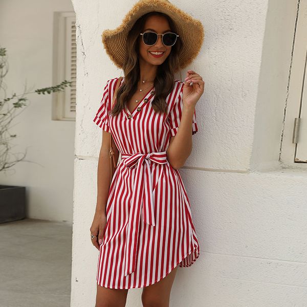 short sleeve shirt dress summer boho beach dresses women casual striped print a-line party dress v-neck, Black;gray
short sleeve shirt dress summer boho beach dresses women casual striped print a-line party dress v-neck, Black;gray
