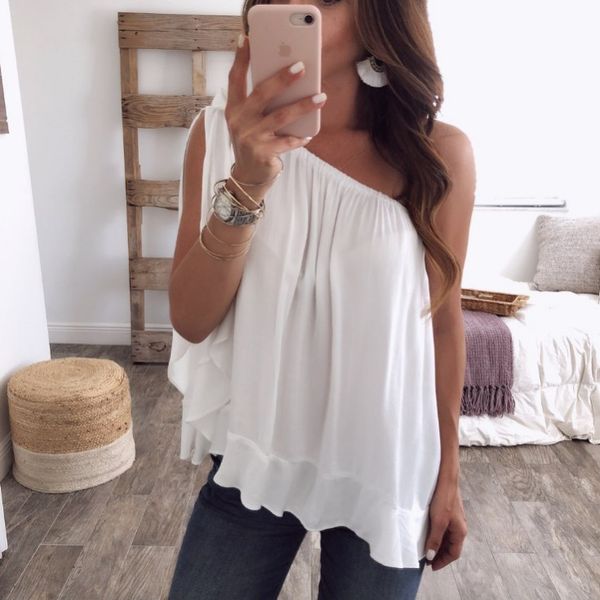 candy color loose women summer tshirts solid color one shoulder ladies casual plus size womens clothing, White
candy color loose women summer tshirts solid color one shoulder ladies casual plus size womens clothing, White