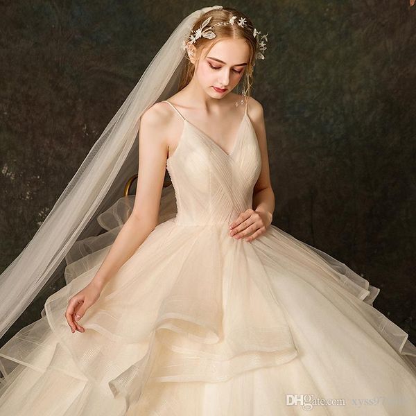 2020 spring new french wedding dress hepburn style sling dress evening wedding fluffy dress party, White
2020 spring new french wedding dress hepburn style sling dress evening wedding fluffy dress party, White