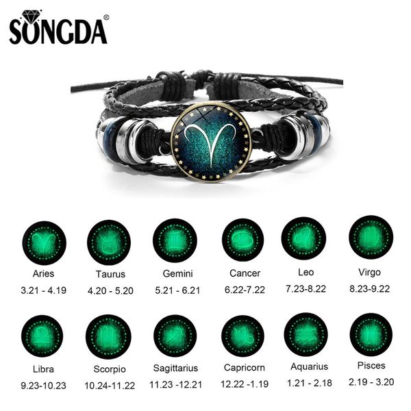 songda 12 constellations luminous bracelet men leather leo virgo libra woven glass dome jewelry punk bracelets friend gifts, Golden;silver
songda 12 constellations luminous bracelet men leather leo virgo libra woven glass dome jewelry punk bracelets friend gifts, Golden;silver
