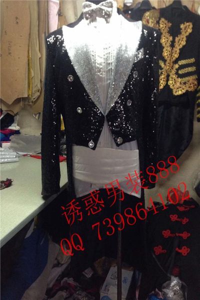 s-6xl new 2018 men's clothing fashion bigbang magician swallowtai sequins suit the host plus size wedding dress costumes, White;black
s-6xl new 2018 men's clothing fashion bigbang magician swallowtai sequins suit the host plus size wedding dress costumes, White;black