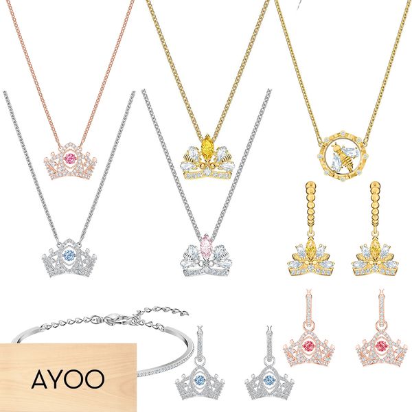 ayoo swa 2019 new fashion crown blue crystal necklace ringless earrings bracelet self-care set original ladies gift, Silver
ayoo swa 2019 new fashion crown blue crystal necklace ringless earrings bracelet self-care set original ladies gift, Silver
