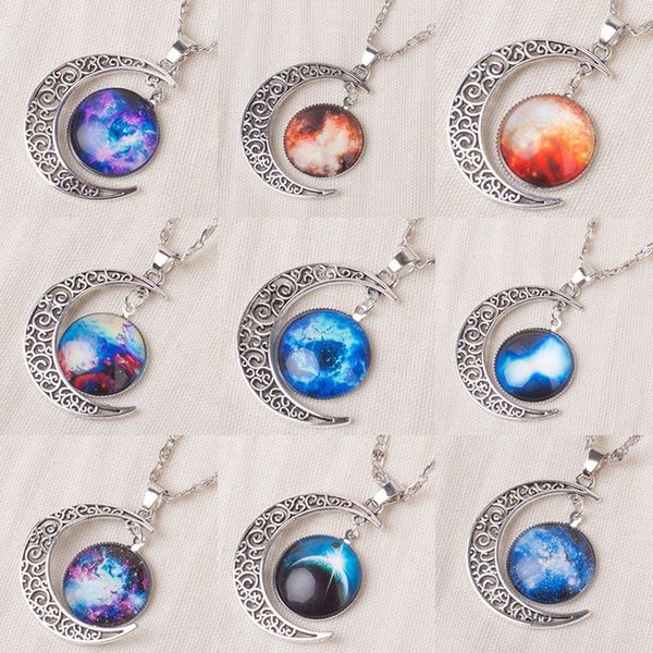 vintage starry moon pendant outer space universe gemstone necklaces fashion starry moon necklace for girl gifts, Silver
vintage starry moon pendant outer space universe gemstone necklaces fashion starry moon necklace for girl gifts, Silver