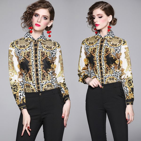 quality runway leopard blouses plus size women winter gothic long sleeve lapel neck baroque print ladies designer shirt office casual, White
quality runway leopard blouses plus size women winter gothic long sleeve lapel neck baroque print ladies designer shirt office casual, White