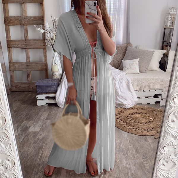 fashion women cover up loose casual lace solid color holiday long skirt beach robe cover up, Blue;gray
fashion women cover up loose casual lace solid color holiday long skirt beach robe cover up, Blue;gray