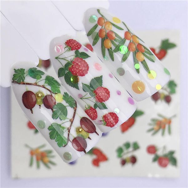 wuf 1 sheet fruit nail art watermark tattoo tips summer cherry style nail art water transfer sticker diy beauty tools, Black 
wuf 1 sheet fruit nail art watermark tattoo tips summer cherry style nail art water transfer sticker diy beauty tools, Black