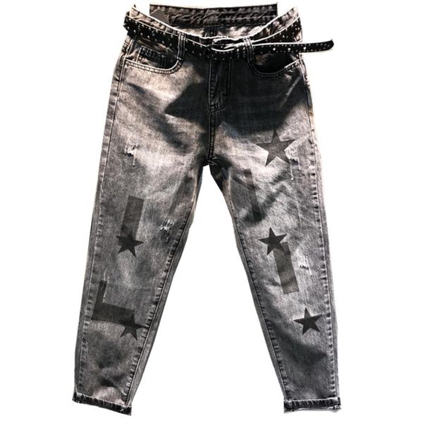 plus size 26-312019 spring new fashion embroidered printing casual jeans women smoke gray loose feet harem pants, Blue
plus size 26-312019 spring new fashion embroidered printing casual jeans women smoke gray loose feet harem pants, Blue