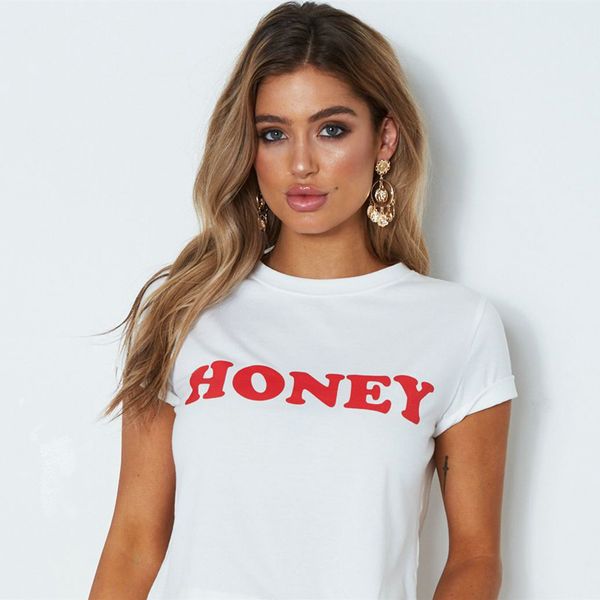 lady honey letter print t shirt women short sleeve o neck loose yellow tshirt summer women tee shirt, White
lady honey letter print t shirt women short sleeve o neck loose yellow tshirt summer women tee shirt, White
