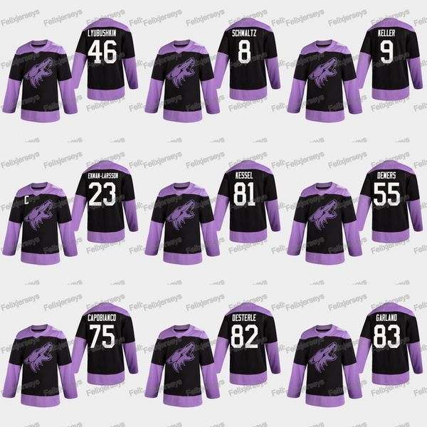 81 phil kessel 2020 hockey fights cancer arizona coyotes 46 ilya lyubushkin 23 oliver ekman-larsson 83 conor garland oesterle jersey, Black;red
81 phil kessel 2020 hockey fights cancer arizona coyotes 46 ilya lyubushkin 23 oliver ekman-larsson 83 conor garland oesterle jersey, Black;red