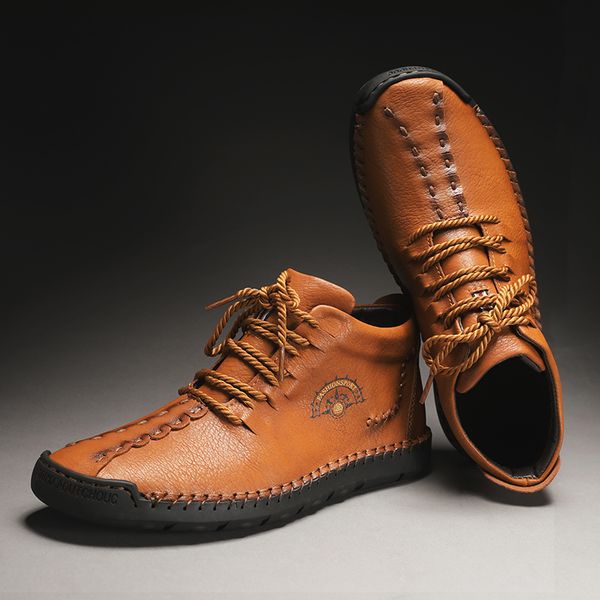 2019 autumn winter men shoes high vintage leather boots men's breathable comfortable casual shoes male sneakers size 39-44, Black 
2019 autumn winter men shoes high vintage leather boots men's breathable comfortable casual shoes male sneakers size 39-44, Black