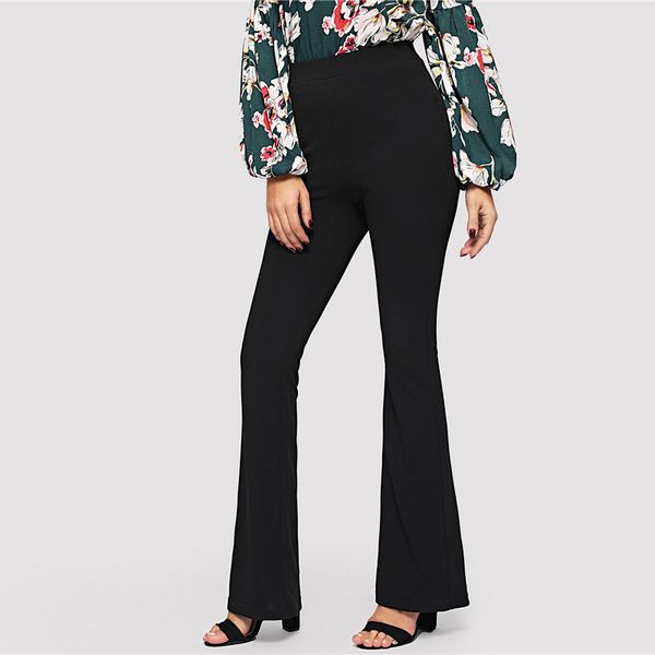 casual pants black elegant office lady elastic waist flare hem pants casual solid minimalist pants 2019 spring women trousers, Black;white
casual pants black elegant office lady elastic waist flare hem pants casual solid minimalist pants 2019 spring women trousers, Black;white