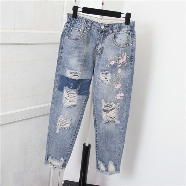 5xl ripped jeans for women embroidery hole high waist jeans femme denim harem pants casual streetwear plus size mom q1382, Blue
5xl ripped jeans for women embroidery hole high waist jeans femme denim harem pants casual streetwear plus size mom q1382, Blue