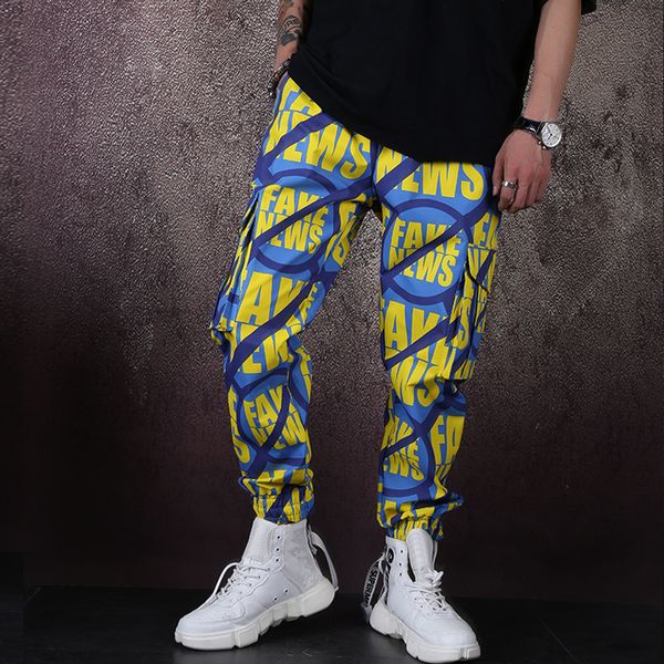 men's pants summer pocket elastic leggings loose tide male singer hip hop dance performance lettered printed cargo, Black
men's pants summer pocket elastic leggings loose tide male singer hip hop dance performance lettered printed cargo, Black