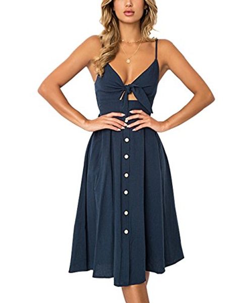 exlura womens dresses summer tie front spaghetti strap v-neck a-line backless button down swing midi dress, Black;gray
exlura womens dresses summer tie front spaghetti strap v-neck a-line backless button down swing midi dress, Black;gray